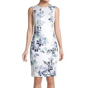 Calvin Klein Women’s Pastel Floral Sheath Dress Size 6 Spring Wedding Easter